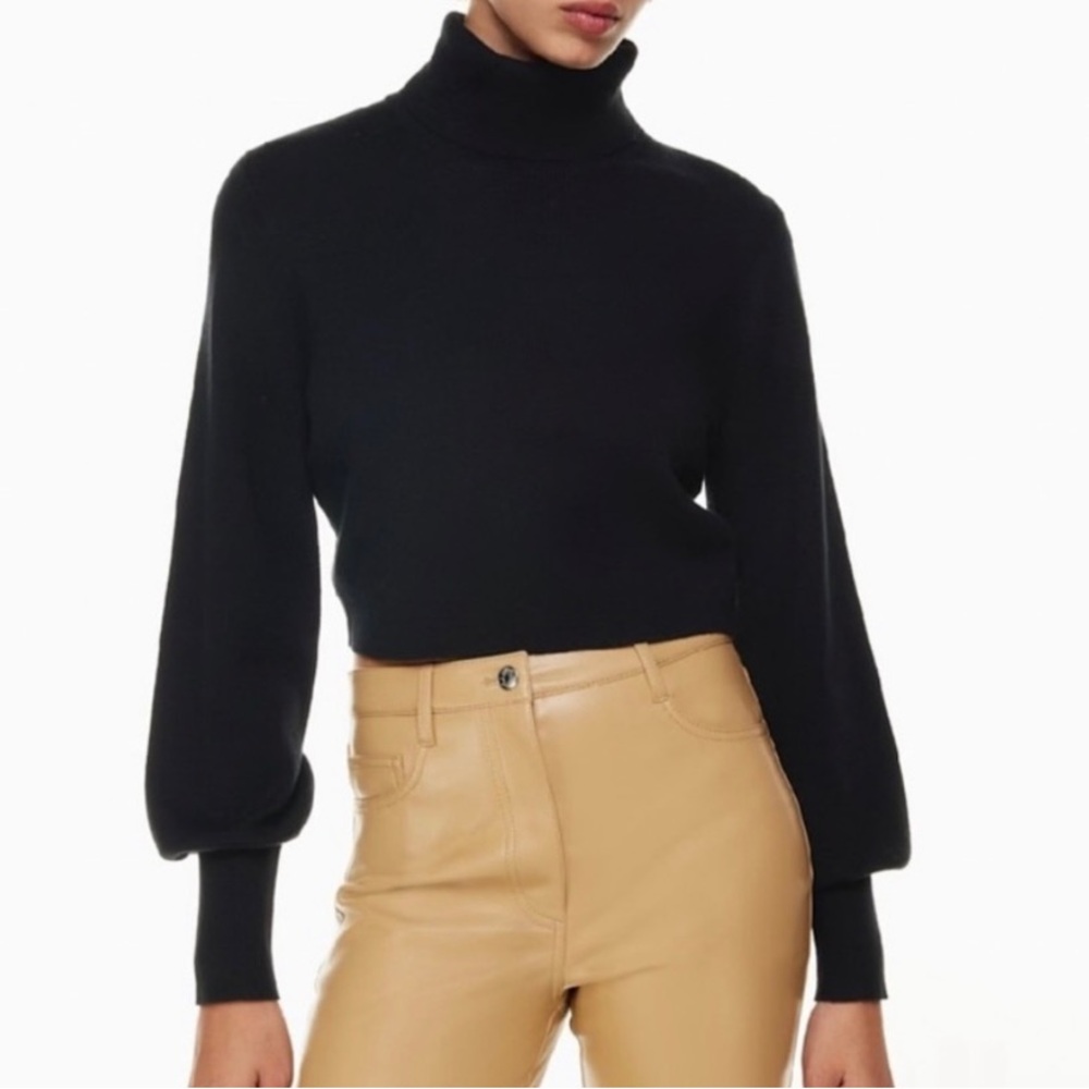 Wilfred Aritzia Black Cropped Turtleneck Sweater